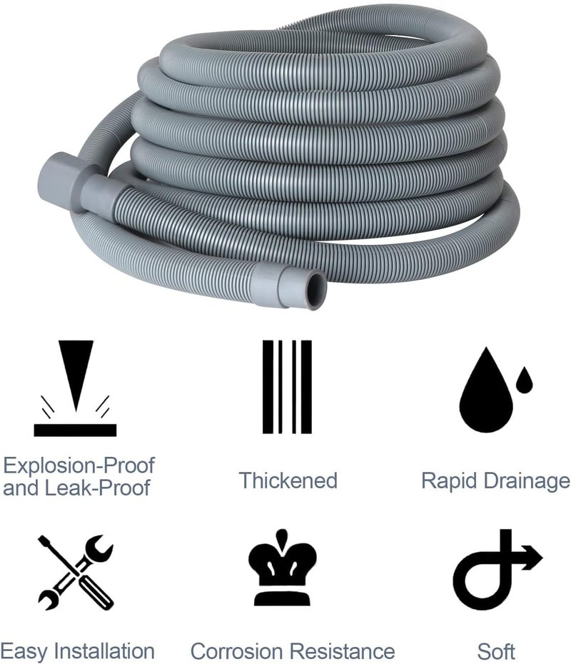 Manste Washer Drain Hose Extension,3FT, Washing Machine Drain Hose Extension，extra Long Washer Drain Hose, U-Bend Holder, Adapter 4 Pcs Clamps - Image 4